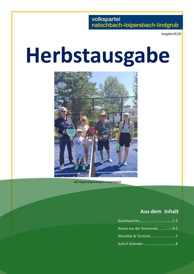 Titelseite Zeitung Herbst 2025